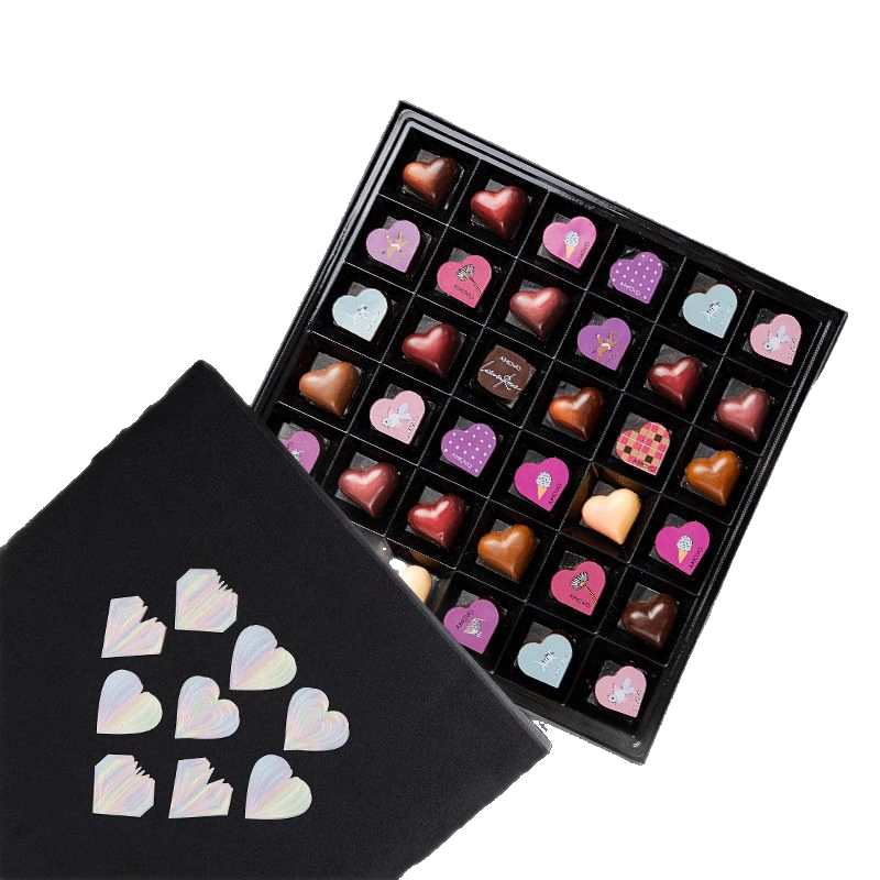 魔吻(AMOVO)手工巧克力禮盒裝女友創(chuàng )意生日限定情人節禮物 玫瑰人生黑錦36粒超大錦緞禮盒