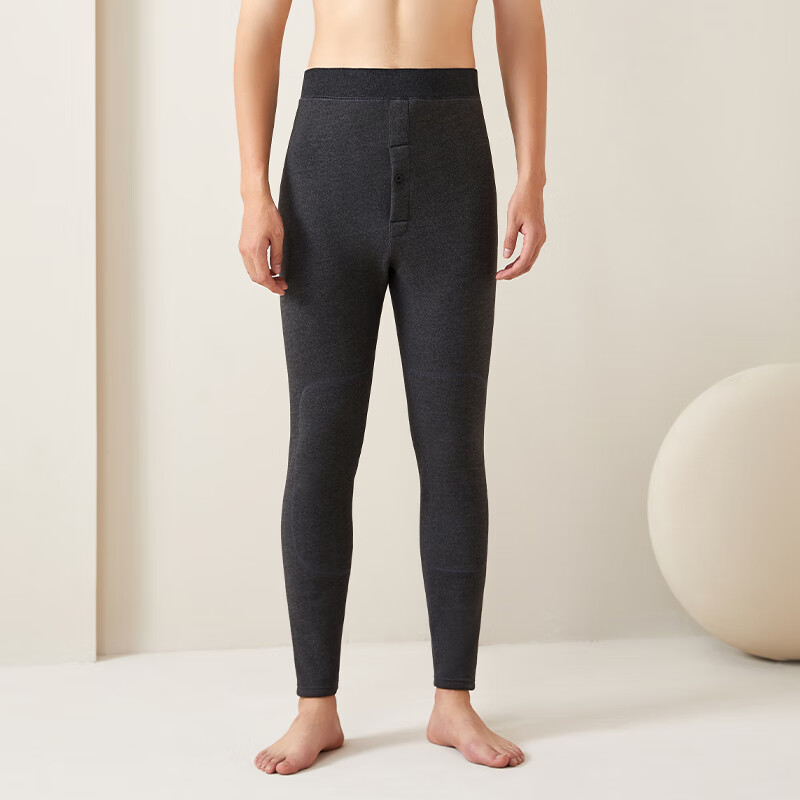 恒源祥秋冬保暖裤男加绒加厚棉裤修身显瘦打底裤特厚大码弹力一体绒裤 青色(480克)特厚加长护膝 2XL (建议155-185斤)