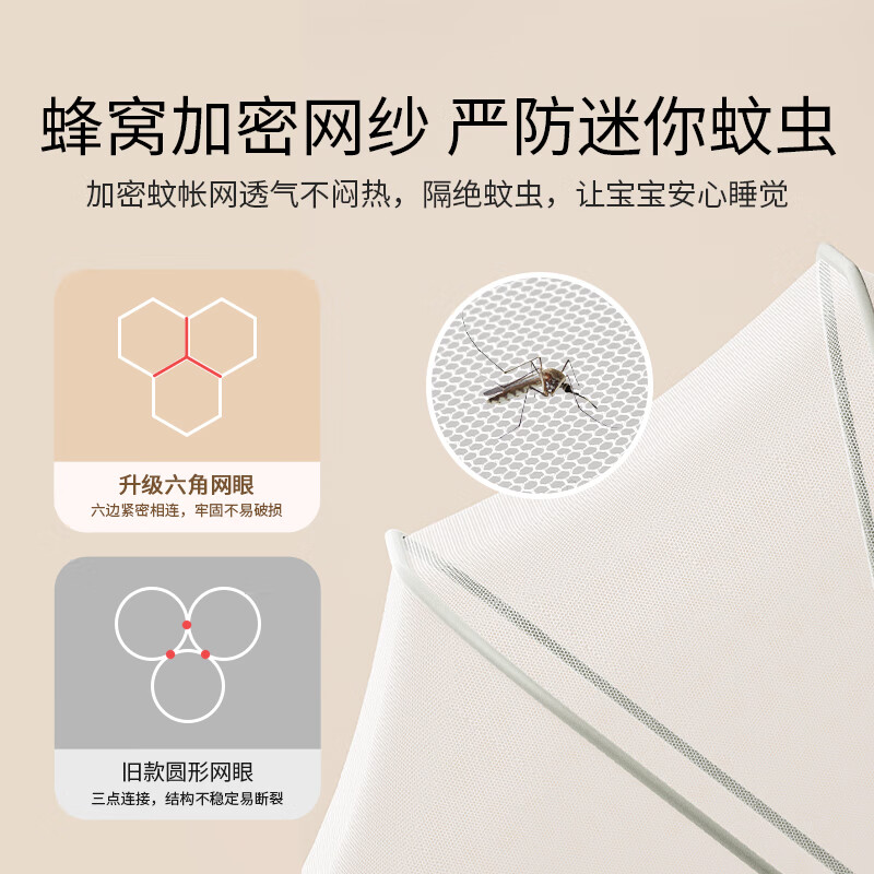 英氏（YEEHOO）婴儿蚊帐可折叠防摔全罩式蒙古包新生儿童便携式免安装宝宝防蚊罩 折叠蚊帐