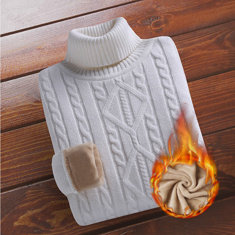 禾纾大朗毛织男士高领加绒加厚毛衣秋冬装保暖打底学生针织衫花纹长袖