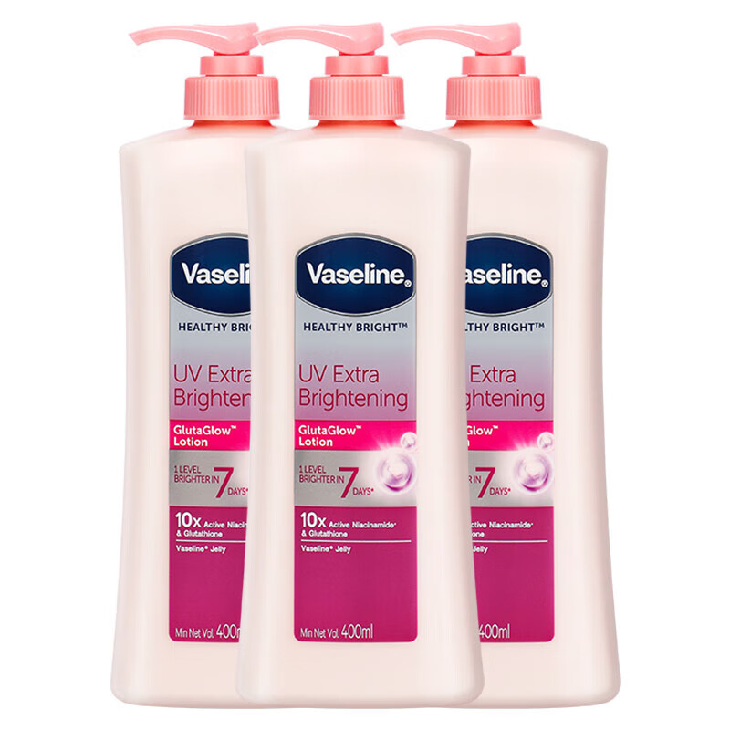 凡士林（Vaseline）烟酰胺身体乳滋润美肤保湿润肤露清爽不油腻缓解皮肤干燥400ml 3瓶