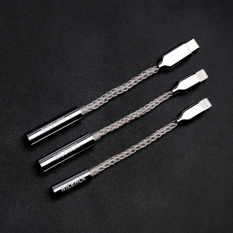 NICEHCK转接线适用于苹果Lightning安卓TypeC原道HiFi小尾巴DAC转接头解码耳放 Type-C转4.4mm 8股纯银