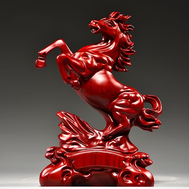 花梨木雕马摆件红色一马当先实木马到成功家居乔迁开业送礼装饰品 红色花梨木【马到成功】 高度：7厘米【好品质】