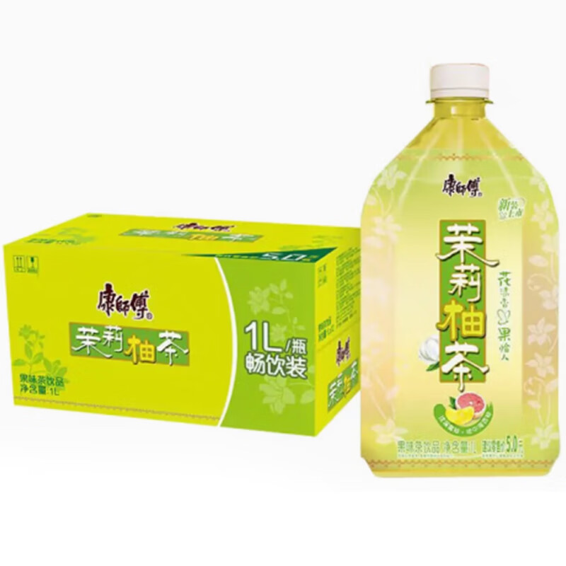 康师傅茉莉柚子茶饮料1l瓶散装1升柚子味果味茶饮品 茉莉柚茶1l*12瓶