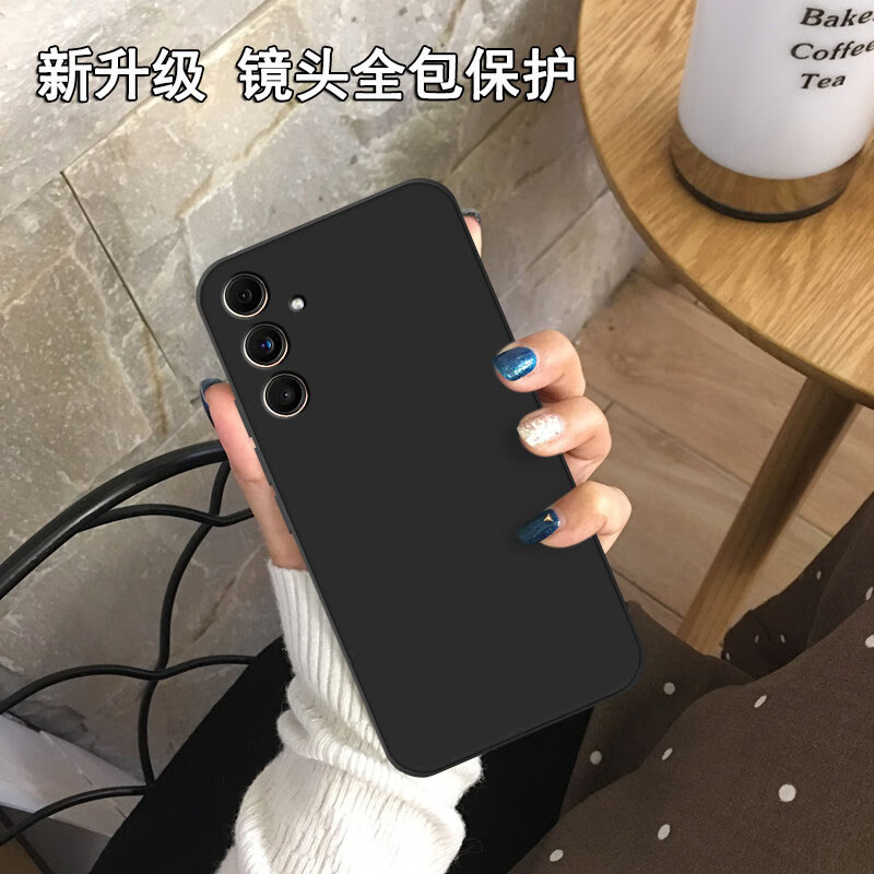 饰卓适用三星C55手机壳Galaxy带磁吸支架M55保护套SM-C5560全包镜头防摔c555g简约纯色软壳商务男女款 石墨黑-软壳 三星C55