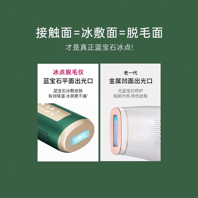 酷茵络腮胡专用男士大能量蓝宝石冰点脱毛仪脱胡须美容院同款家用持久 蓝宝石冰感proMax版【墨绿】