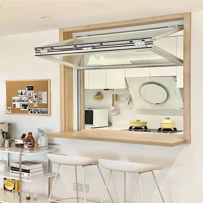 丹乐上下折叠窗户铝合金任意悬停厨房 吧台咖啡奶茶店铺电动智能 45型