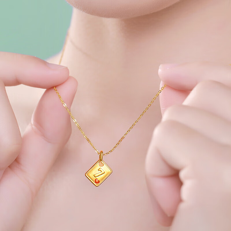 clon老凤凰黄金项链999足金吊坠花坠爱7方牌硬金工艺送女友节日礼物