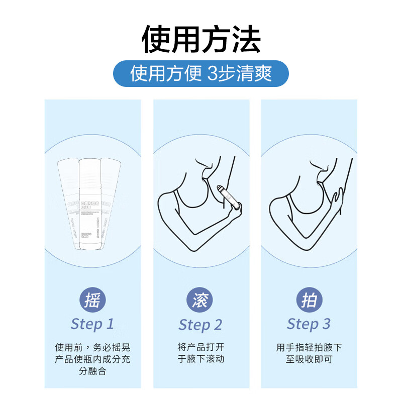 驻美堂四氯羟铝锆止汗露走珠腋下止汗除臭无香型去异味臭腋臭男女士专用 四氯羟铝锆20ml 蓝