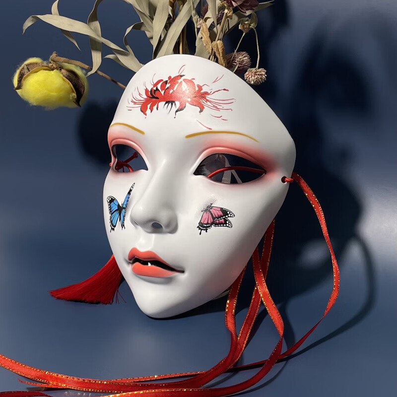 美女面具头套万物有灵古风网红美女全脸舞会面具女生汉服国风手绘