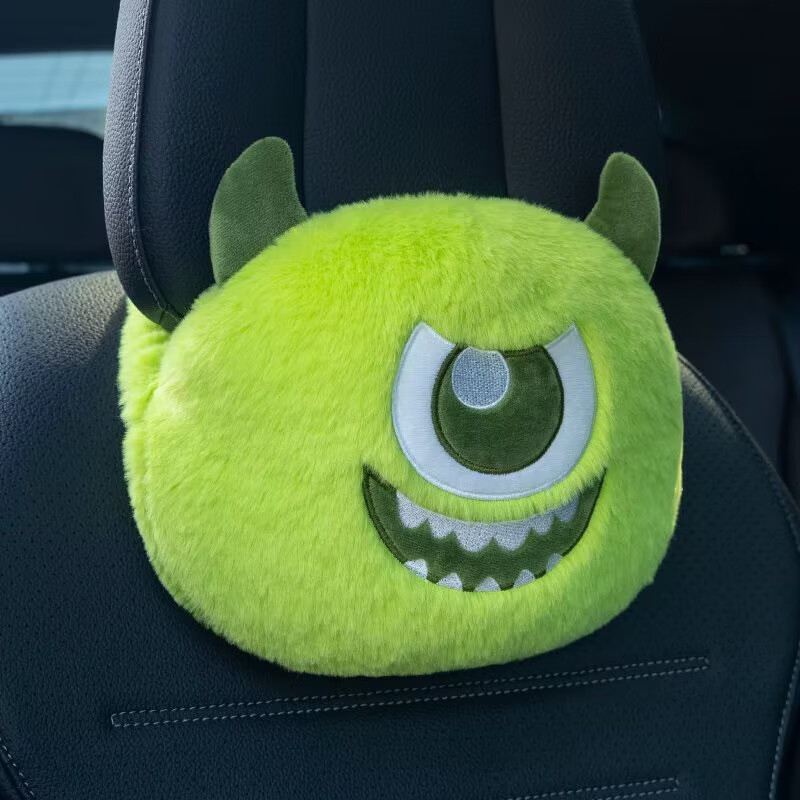 大学四季通用颈枕腰靠护肩带车载纸巾抽车饰 1 大眼绿怪汽车头枕默认