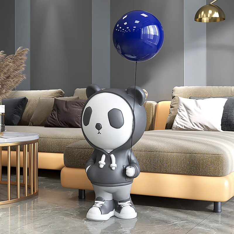 圣蒙创意熊猫大型落地摆件北欧客厅电视柜旁边家居装饰品乔 熊猫落地