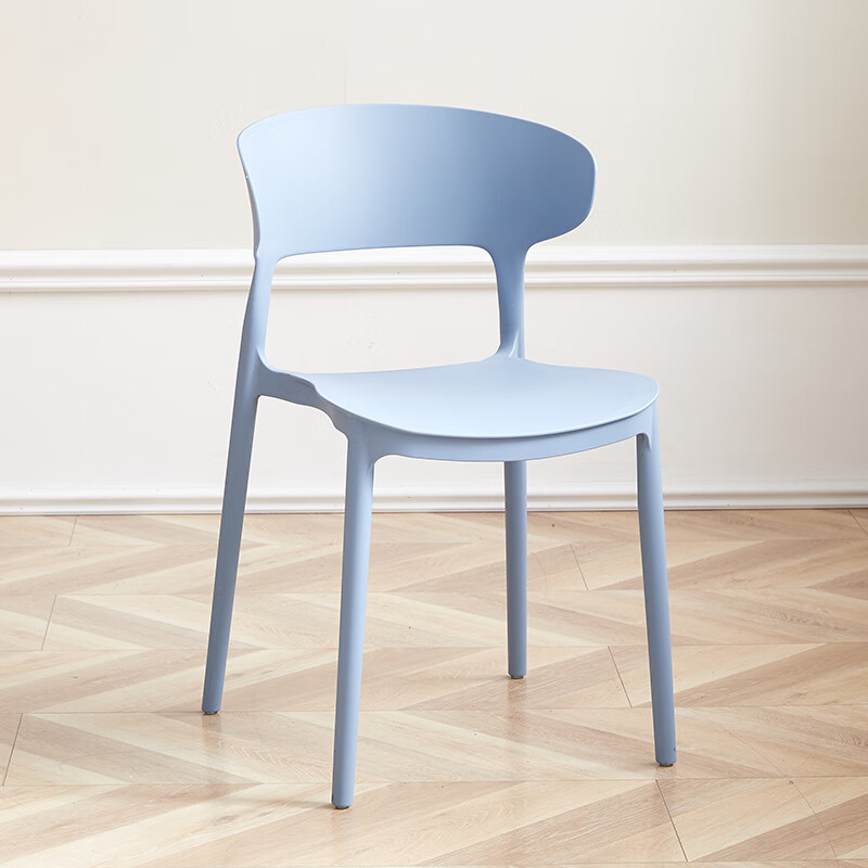 莉奥餐椅塑料椅子餐桌椅家用办公椅靠背休闲椅化妆椅子网红简约洽谈椅 蓝色