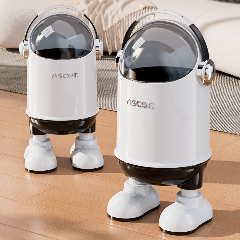 艾仕可（ASCOR）太空人垃圾桶客厅家用2025新款高档带盖厨房卧室卫生间高颜值创意 电镀款-复古红丨小号-13L