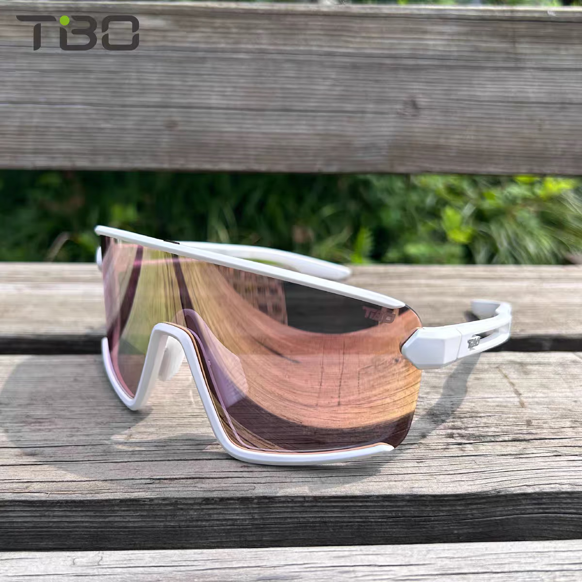 拓步拓步TIBO2024新款骑行眼镜一体镜片瘦脸镀膜防风防护运动护目镜 亚光白/樱花粉