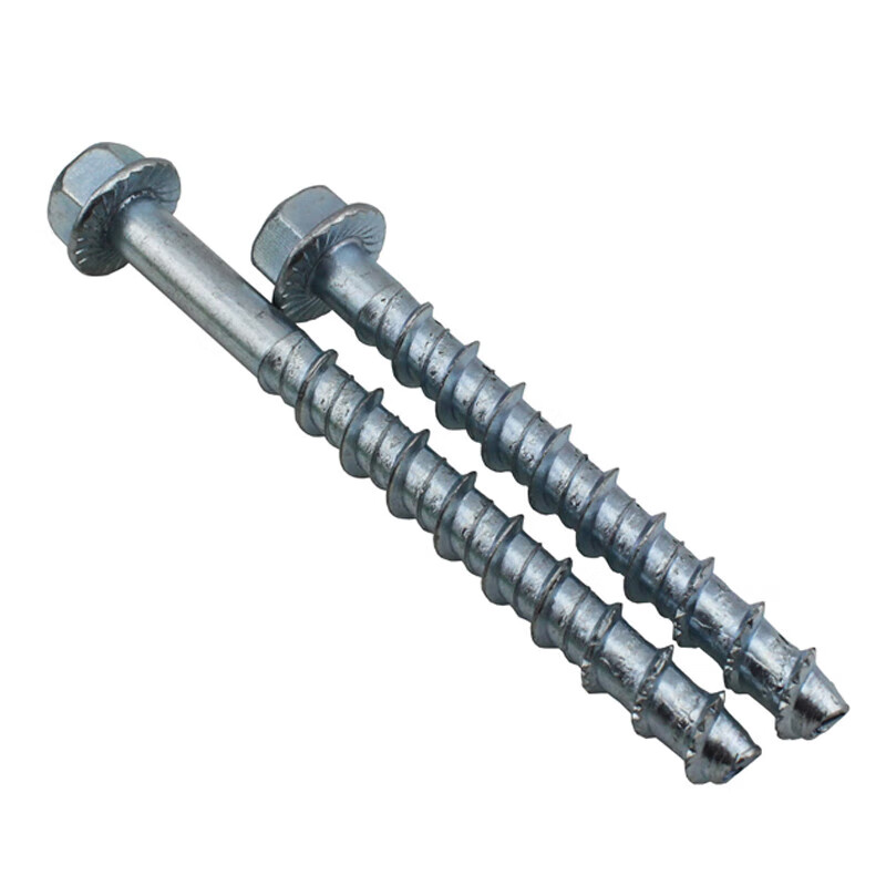 美固六角法兰头混凝土螺纹自切锚栓钻水泥墙自钻自攻膨胀螺丝钉 6*60
