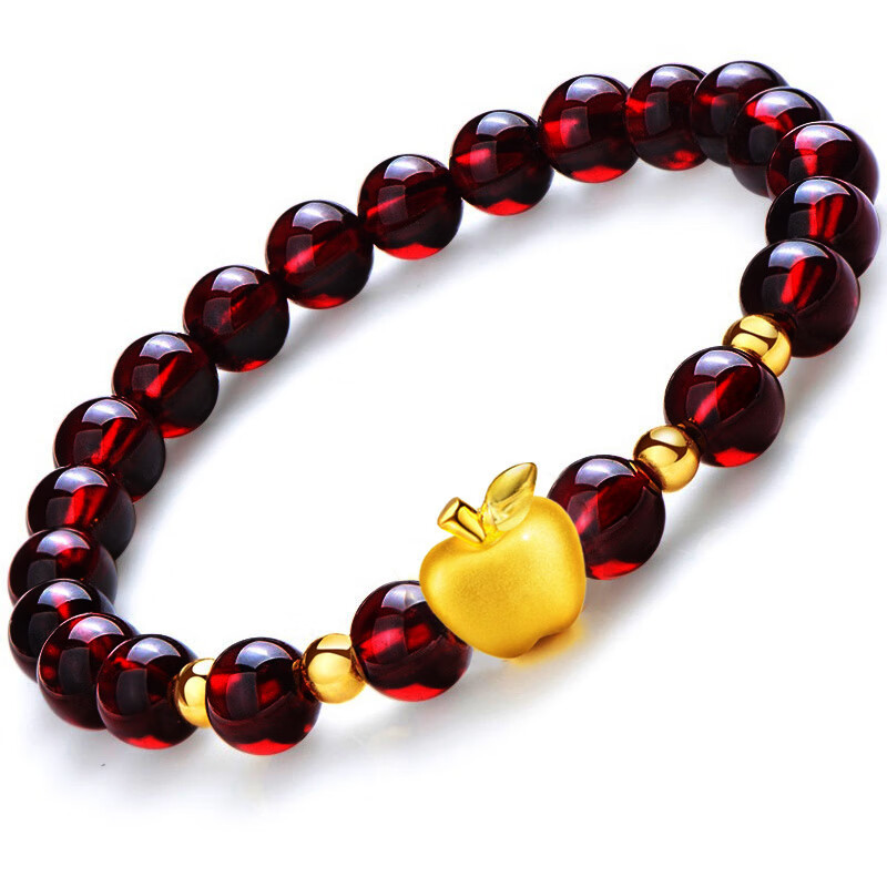 潘卡龙老凤凰黄金苹果手链石榴石手串999足金转运珠圣诞节平安夜女友