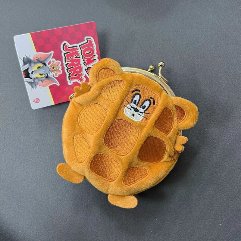 福久猫钱袋子布包纸币猫和老鼠大容量创意漫猫和老鼠杰瑞毛绒华夫饼