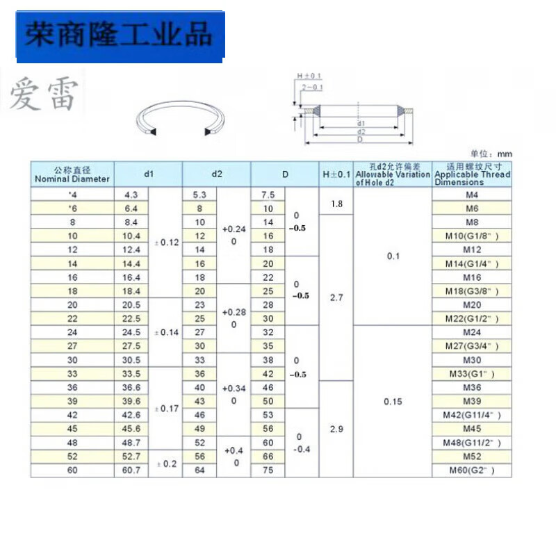 组合垫圈垫片液压油管垫子铜螺丝垫片橡胶复合金属密封圈接口垫 内径