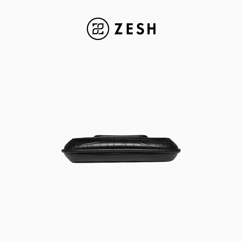 ZESH/泽尚 墨色系列腋下包秋季包包手拎包高级通勤女包新年礼物 黑色鳄鱼纹