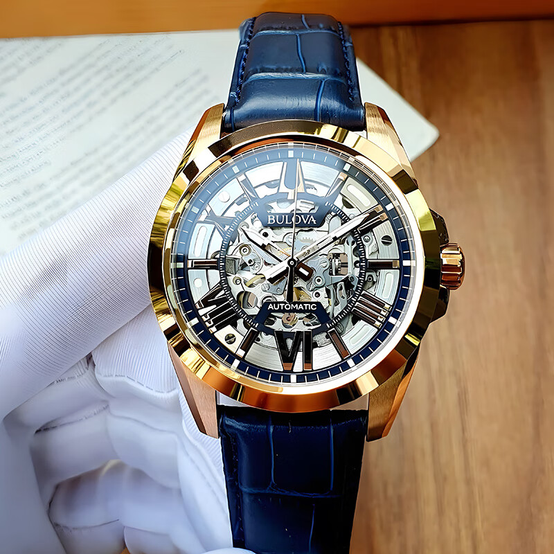 宝路华运动手表男机械表欧美表男生礼物萨顿系列自动机芯商务皮带97a1