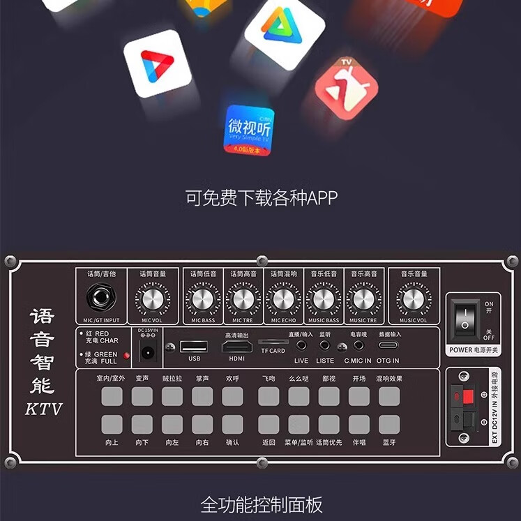 浪庭（LANGTING）家庭ktv音响套装语音点歌机一体机广场舞音箱带显示屏专业户外直播卡拉OK家用K歌全套设备 LA10-5[视频音响+双U段话筒]
