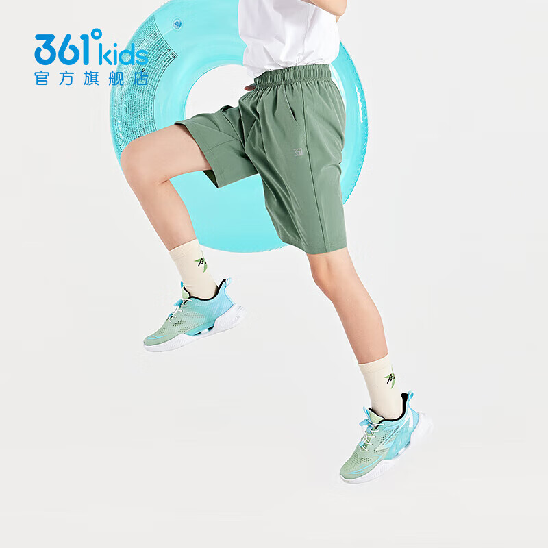 361°童装男女童梭织五分裤夏季新款小中大童运动裤男童短裤 蒙雾绿1702 130