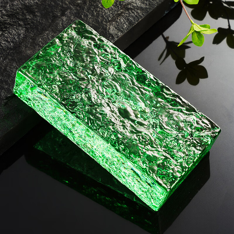 玻璃砖水晶砖透明方形实心卫生间隔断墙网红艺术双面冰纹砖块 绿色