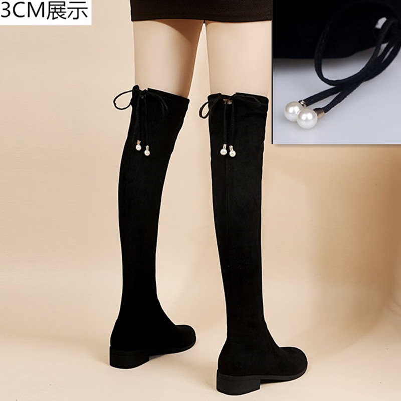 比克尼可长简靴女过膝靴2023秋冬季新款百搭网红瘦瘦靴粗高跟弹力高筒