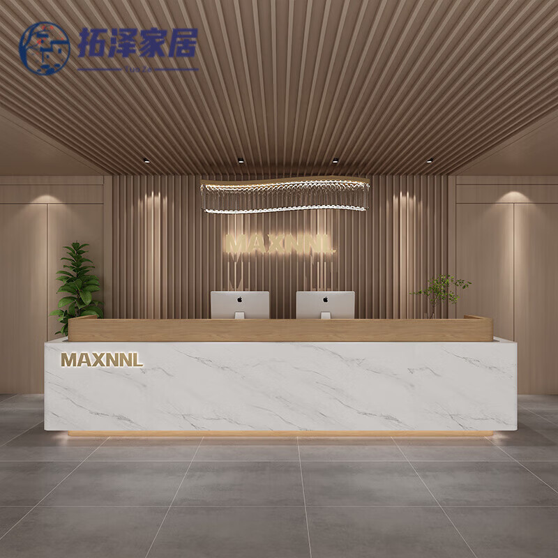 澳颜莱 酒店大堂前台 公司前台收银台酒店大厅接待台中式仿大理石售楼