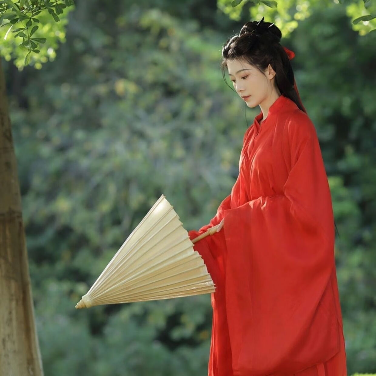 锦结思古装汉服成人女魏晋风中国红仙气飘逸古风武侠演出服连衣裙