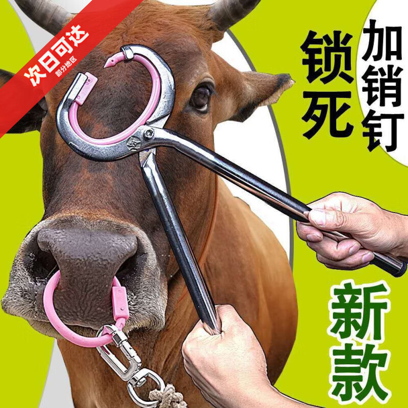 牵引扣牛用养殖安装钳打孔器械穿孔针牛鼻钳子 新款特大号牛鼻钳 10环