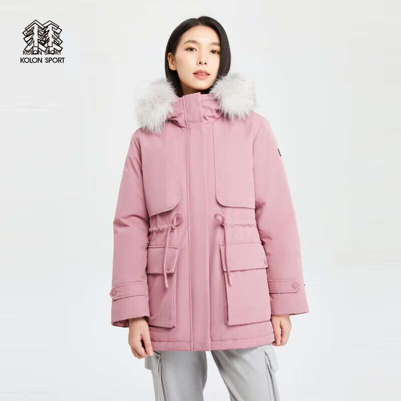 kolon sport可隆羽绒夹克女户外防泼水大鹅防风羽绒服 深粉色dp 170/l
