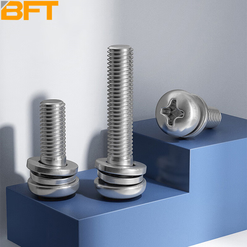 贝傅特  316不锈钢组合螺丝十字圆头三组合螺钉 盘头螺丝钉 gb9074 m5