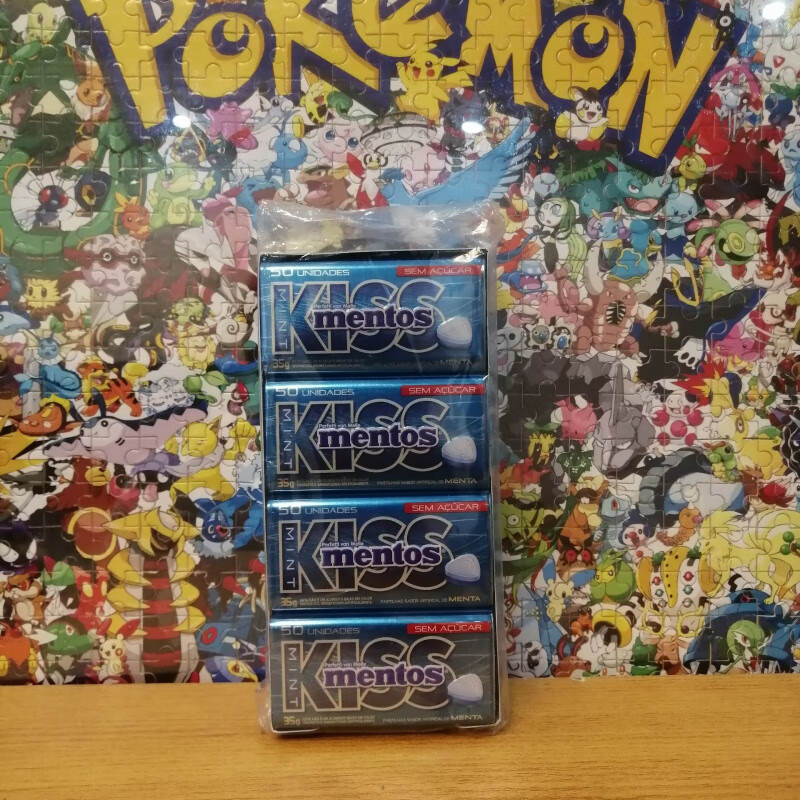 曼妥思薄荷糖35g清勁特強無(wú)糖薄荷糖清新口氣超市批發(fā)鐵盒潤喉糖 KISS藍色強勁35g整大盒12小盒