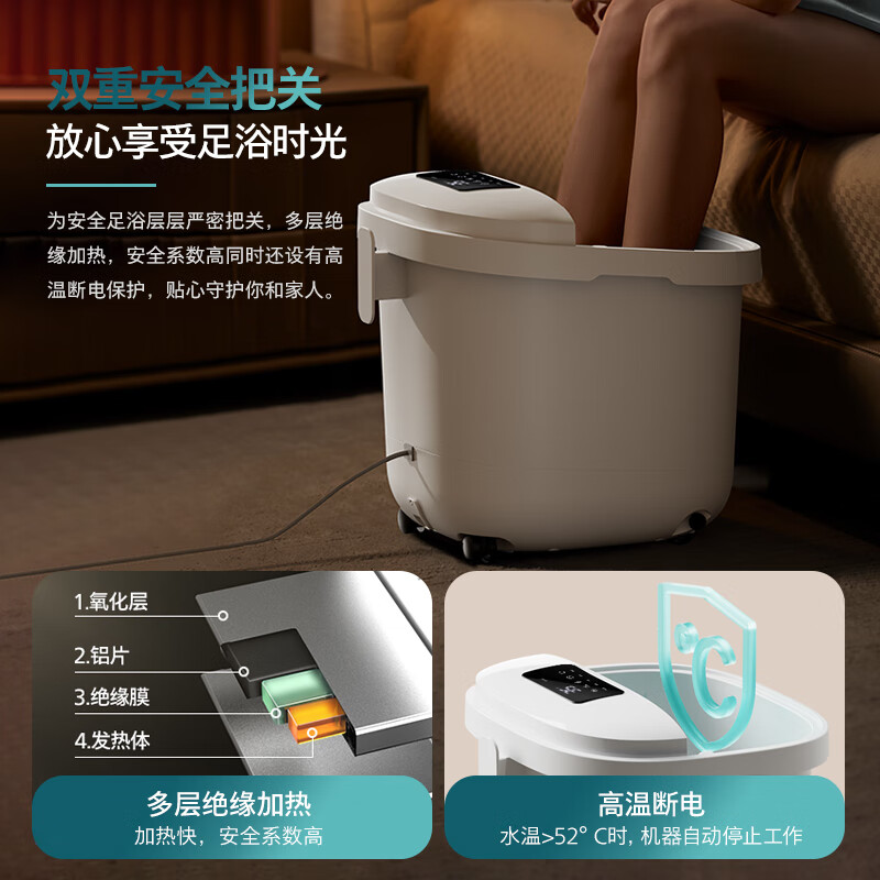 飞利浦(PHILIPS)足浴桶泡脚桶 中桶 恒温加热洗脚盆足疗盆电动按摩揉捏加热足浴盆全自动泡脚盆节日礼物3201F