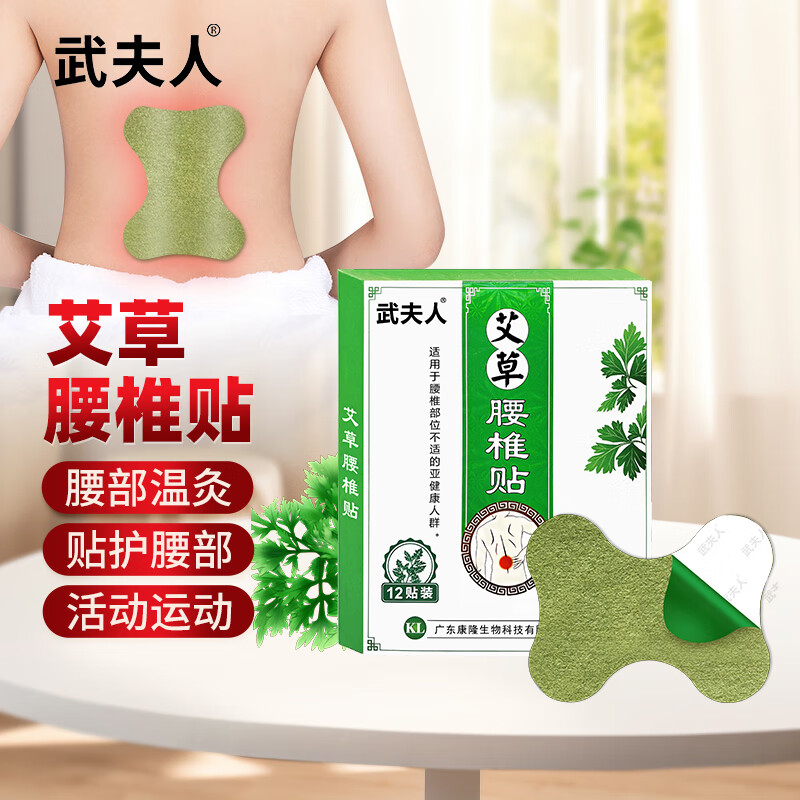 武夫人艾草贴艾艾叶贴颈椎肩周腰椎膝盖关节温灸发热膏贴中老年保暖贴膏 艾草腰椎贴1盒