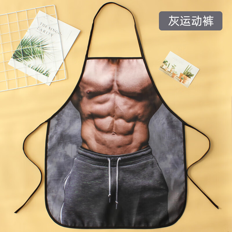 运锋搞笑围裙 腹肌  创意肌肉搞怪腹肌围裙厨房家用防水个性猛男罩衣