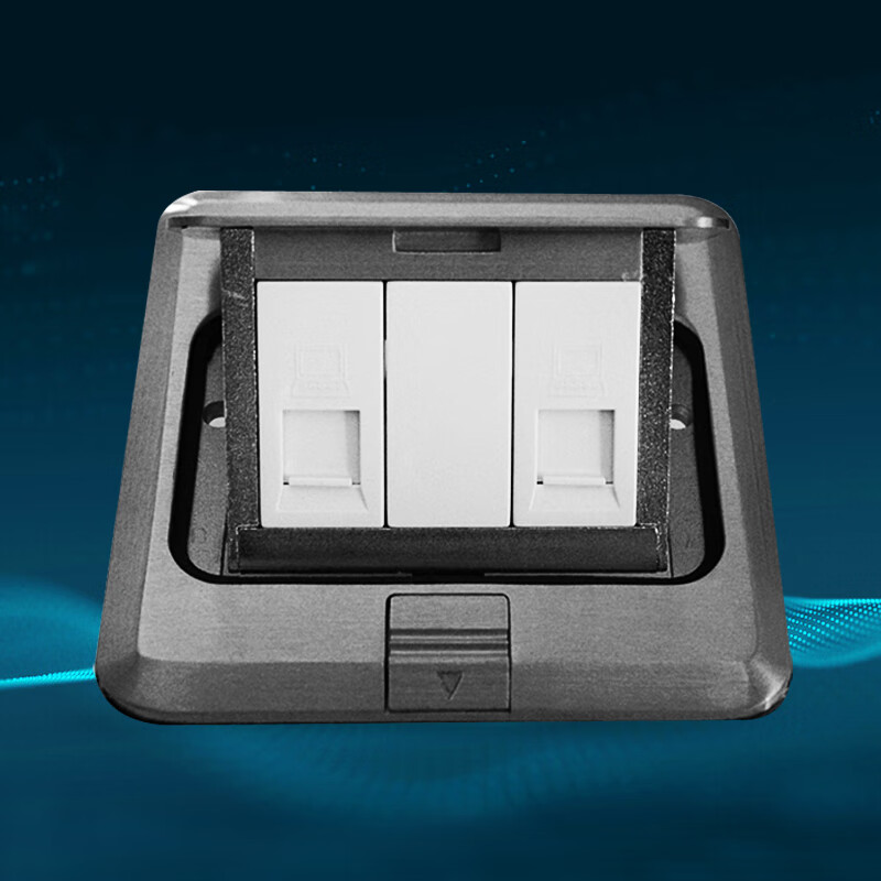 西门子地插双网络网线面板不锈钢银色防水溅弹起隐藏式无阻尼