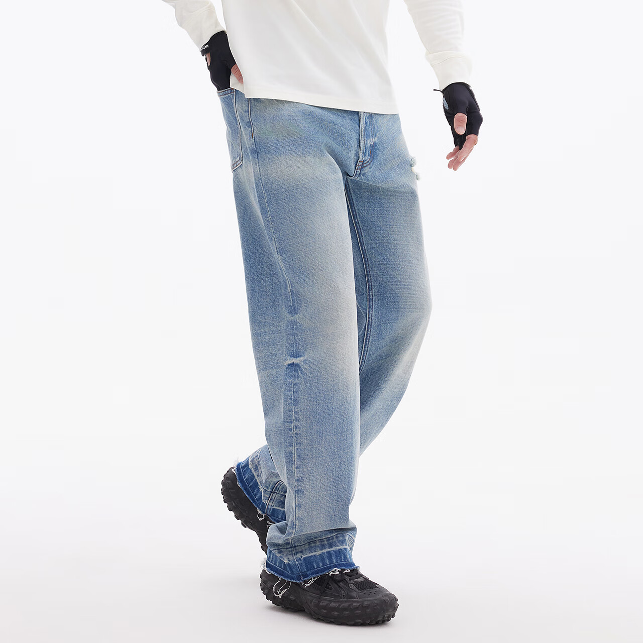 美特斯邦威[商场同款]牛仔裤男2025秋冬新款潮酷复古户外直筒裤男 浅蓝 M 170 78A