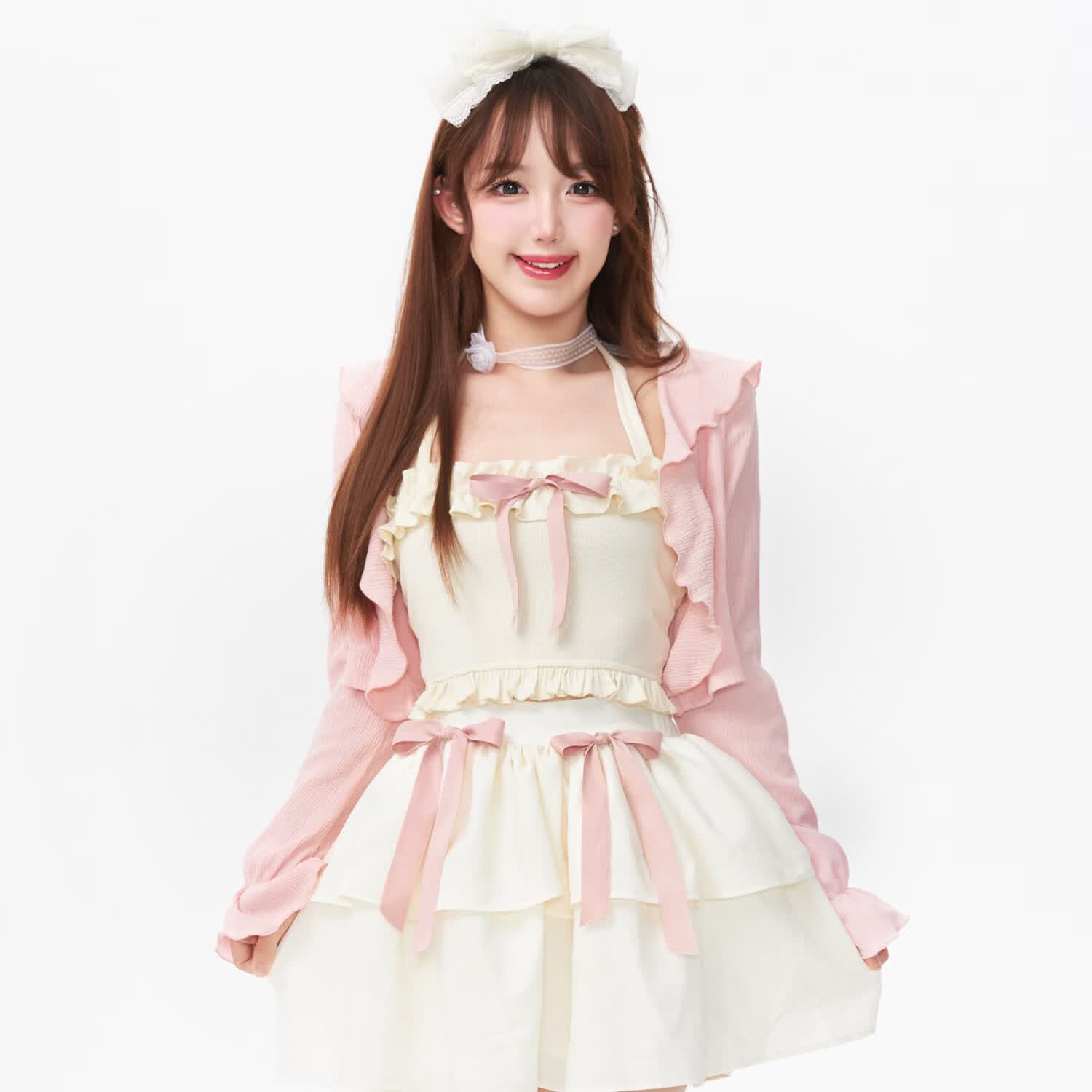 圣琪朵小个子少女甜妹穿搭套装pohop 奶桃甜心 芭蕾风黑粉 春夏 百搭