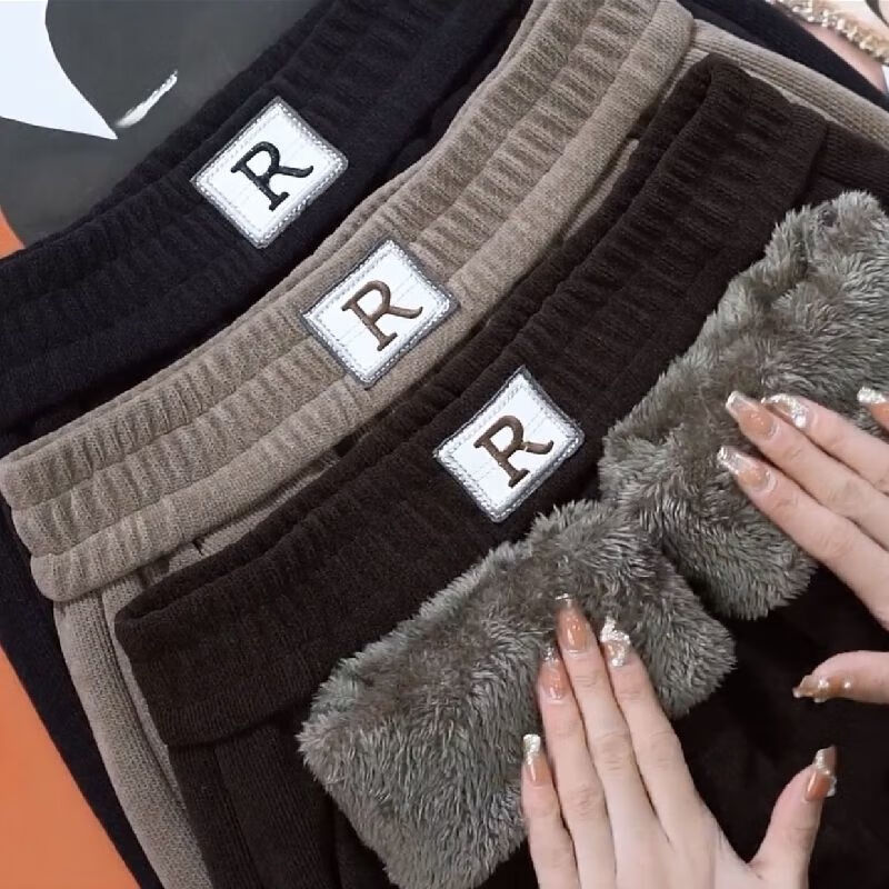 2025秋冬季大码灯芯绒裤女加绒加厚哈伦萝卜裤休闲直筒裤胖mm显瘦 加绒加厚-黑色 2XL 建议【95-110斤】