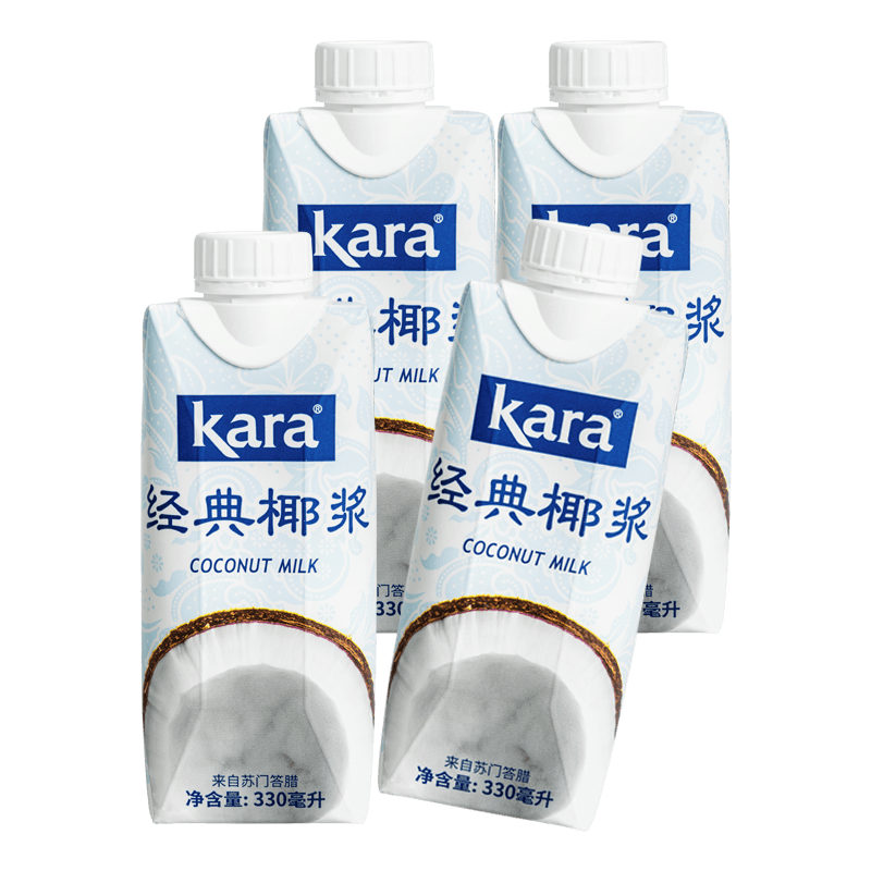 KARA经典椰浆330ml佳乐烘焙原料奶茶店专用西米露生椰拿铁咖喱 330ml*4