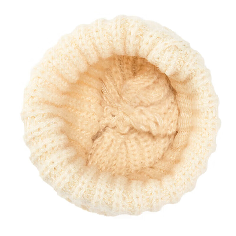 达芬奇密码秋冬保暖纯色针织毛线帽女士帽子防寒防风 米色