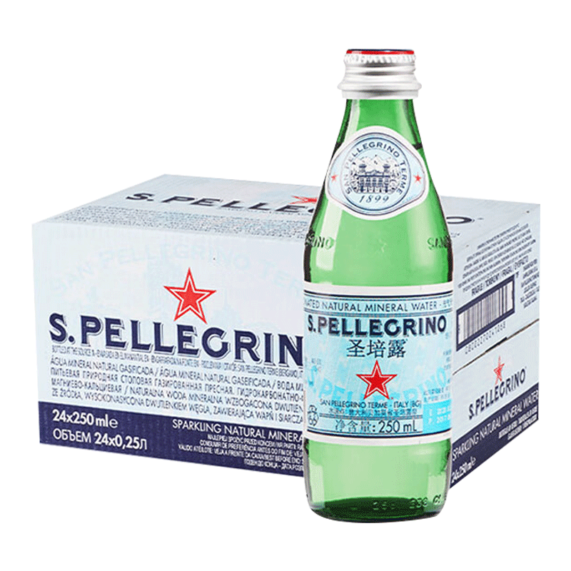 圣培露（S.Pellegrino） 充氣天然礦泉水 意大利進(jìn)口氣泡水（含氣）250ml*24瓶/整箱