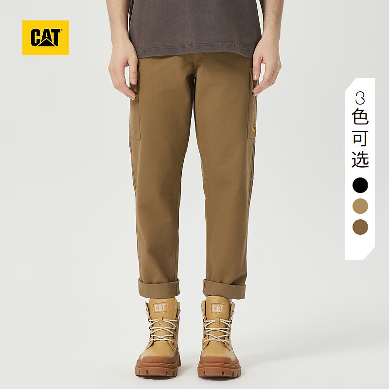 CAT卡特新品男士户外休闲两贴袋设计宽松百搭工装裤长裤 深卡其 31