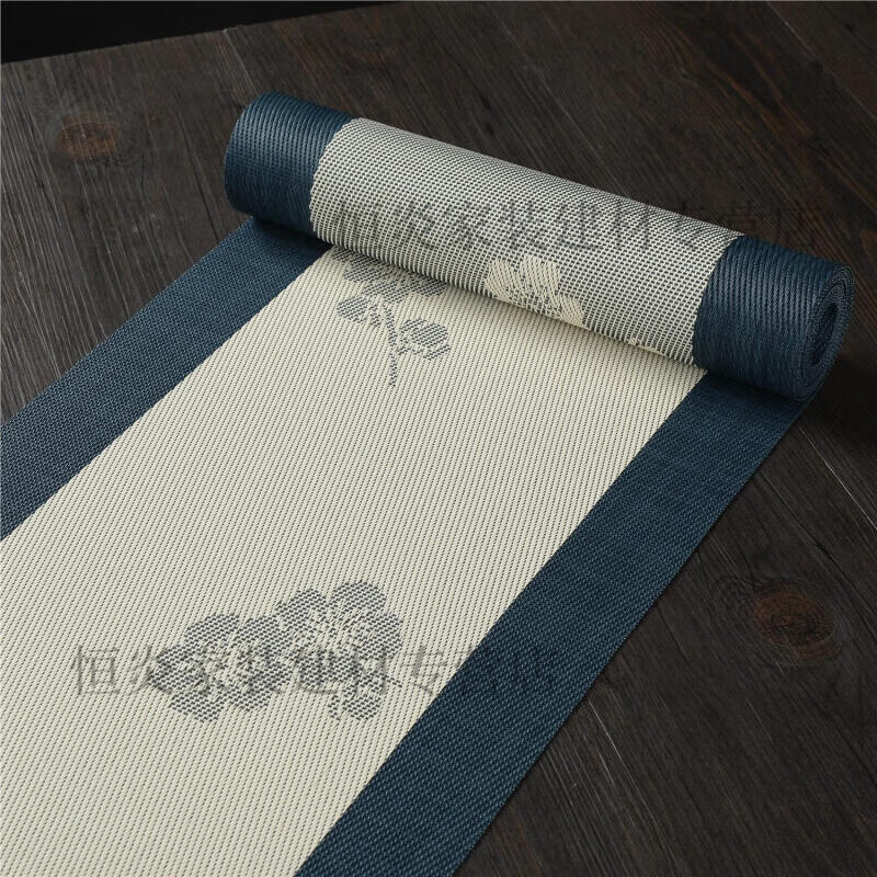 茶席新中式防水禅意桌旗茶桌垫布茶台隔热垫茶几 中式白底梅花 30x