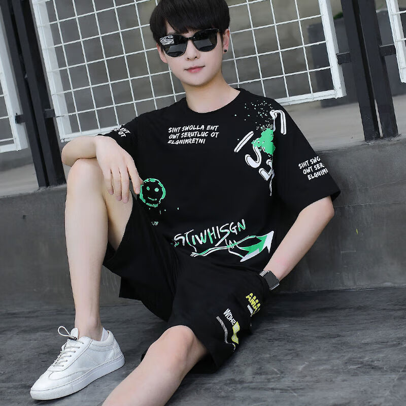 御仕达夏季男童短袖套装t恤12-15岁13初中学生16男孩大童16短裤帅气