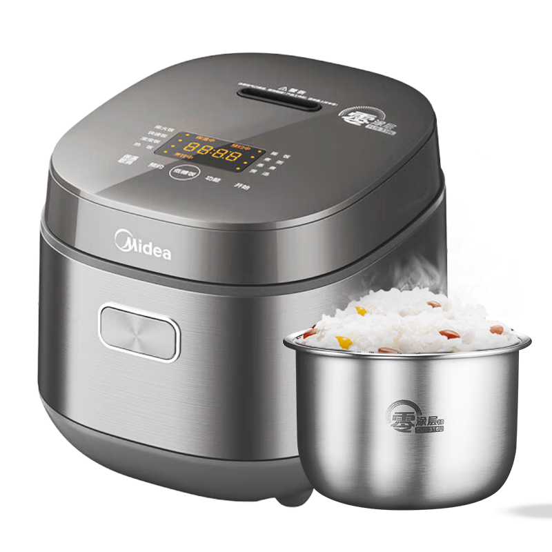美的（Midea）电饭煲0涂层316L母婴级不锈钢2L易清洁家用1-2人低糖沥米饭迷你电饭锅微压米煲以旧换新AFB2022LS