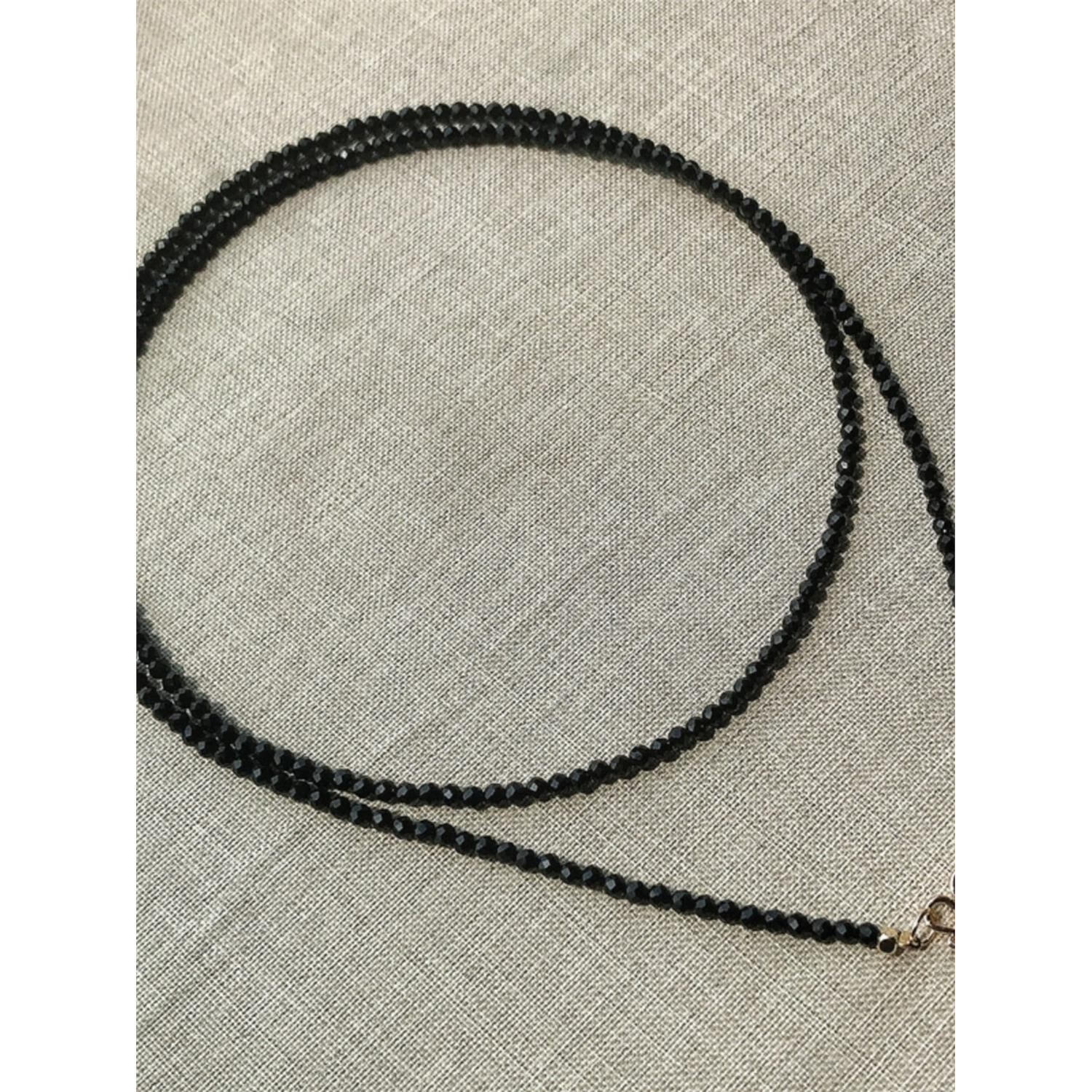 炫帕天然黑水晶玛瑙尖晶石短颈项链唐卡毛衣链女锁骨简约潮男长佛牌链